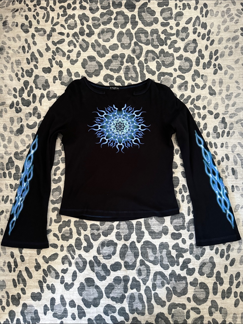 Vintage FANG Top With Blue Flame Graphic